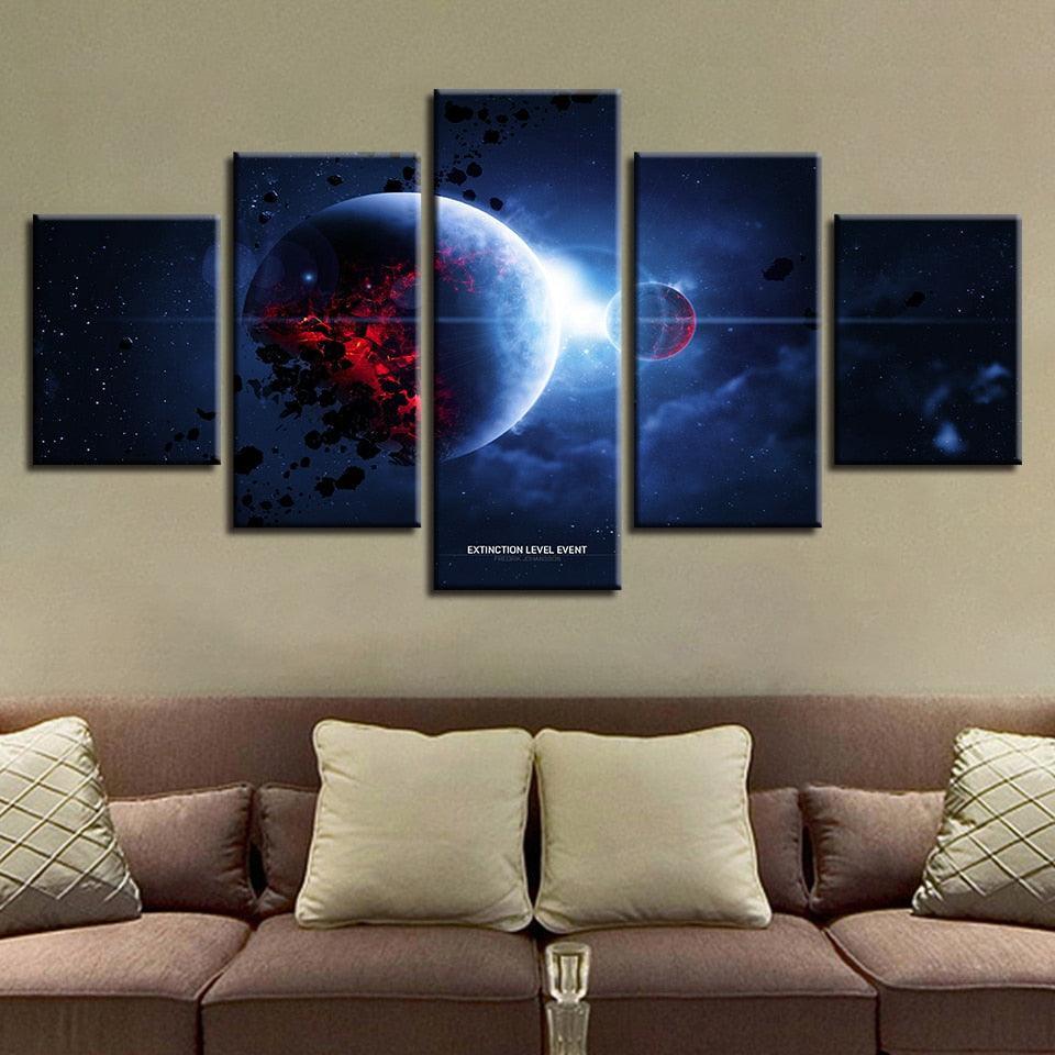Outer Space 5 Piece HD Multi Panel Canvas Wall Art Frame-Original Frame