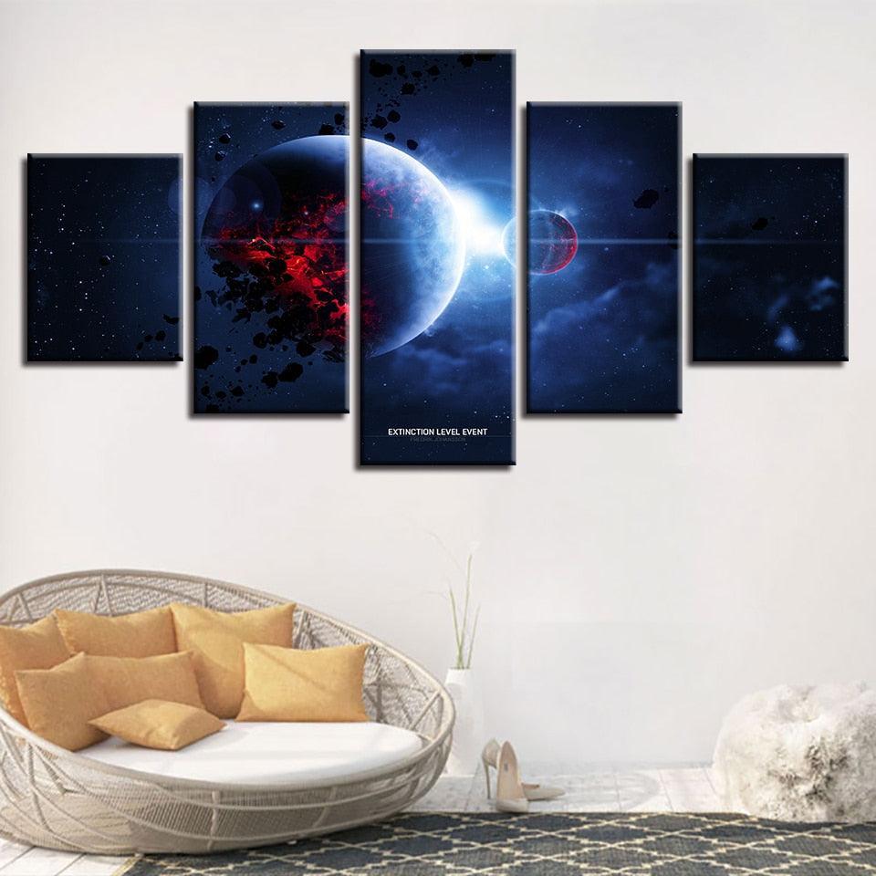 Outer Space 5 Piece HD Multi Panel Canvas Wall Art Frame-Original Frame