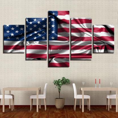 American Flag Living Room 5 Piece HD Multi Panel Canvas Wall Art Frame-Original Frame