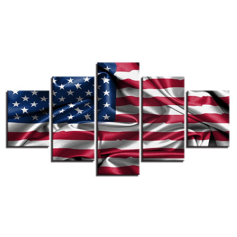 American Flag Living Room 5 Piece HD Multi Panel Canvas Wall Art Frame-Original Frame