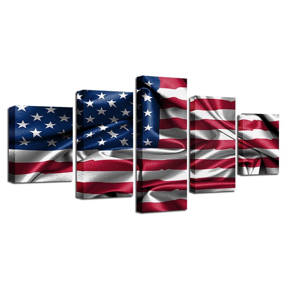 American Flag Living Room 5 Piece HD Multi Panel Canvas Wall Art Frame-Original Frame