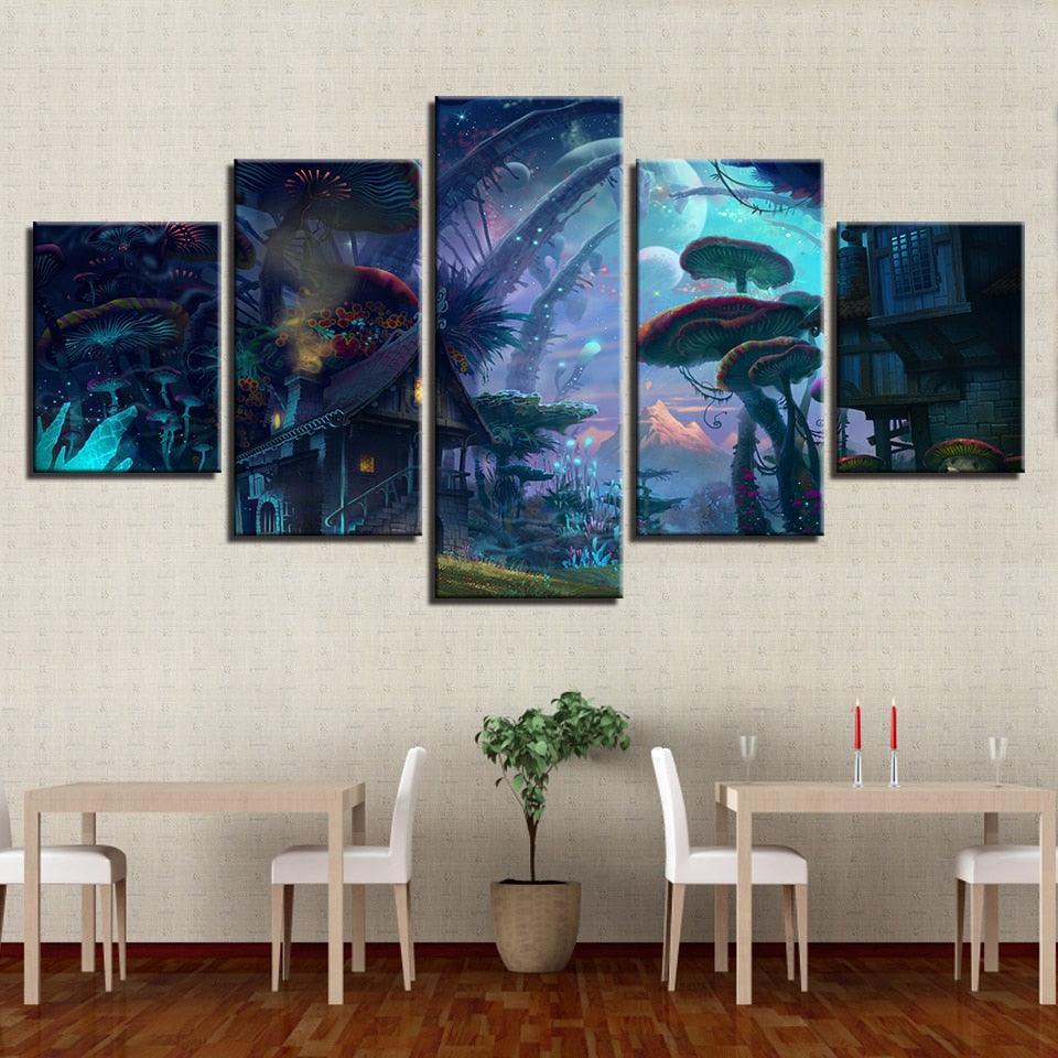 Magic Small Town 5 Piece HD Multi Panel Canvas Wall Art Frame-Original Frame