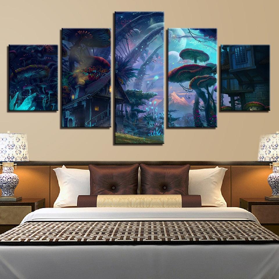 Magic Small Town 5 Piece HD Multi Panel Canvas Wall Art Frame-Original Frame