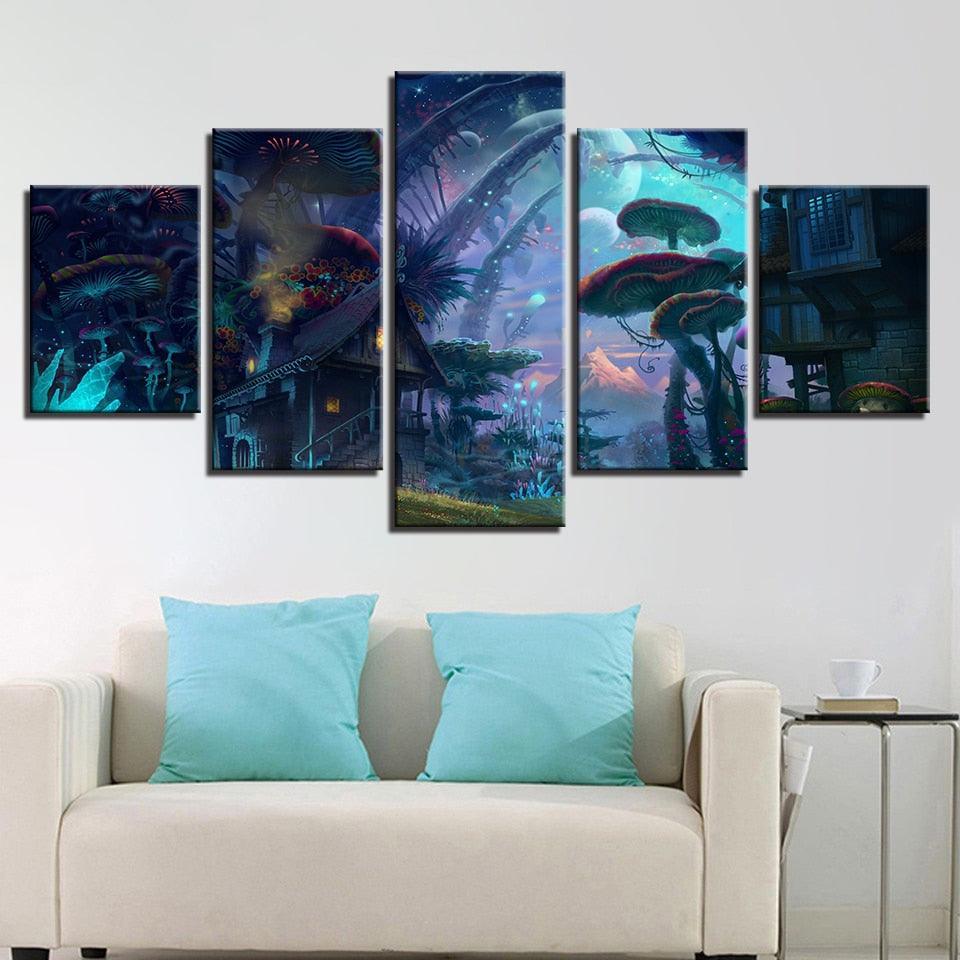 Magic Small Town 5 Piece HD Multi Panel Canvas Wall Art Frame-Original Frame