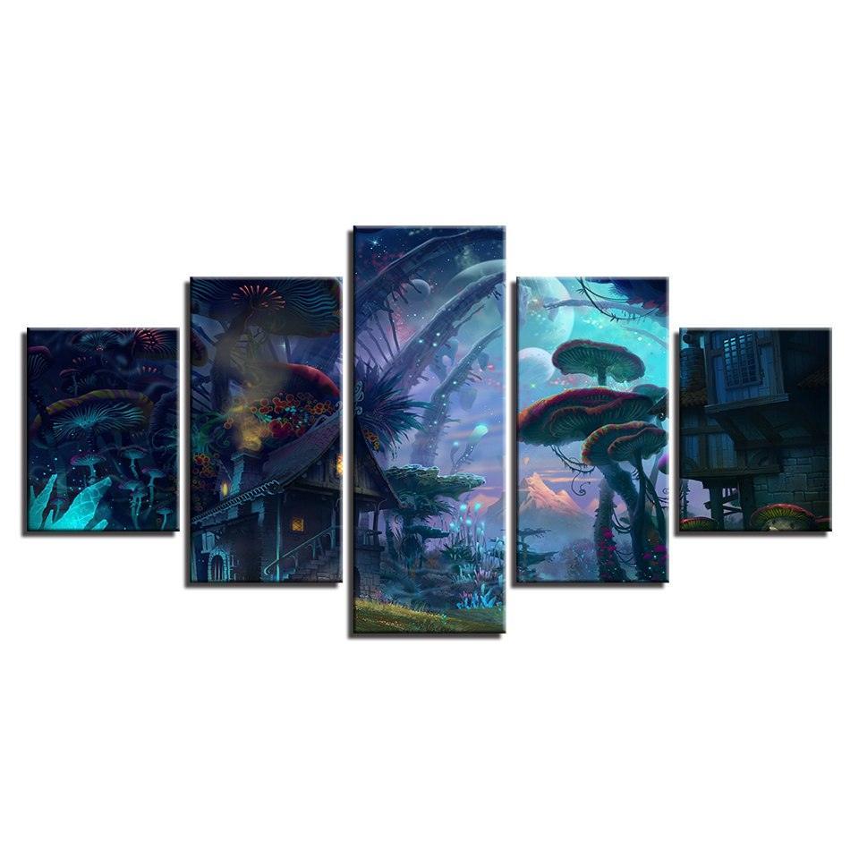 Magic Small Town 5 Piece HD Multi Panel Canvas Wall Art Frame-Original Frame