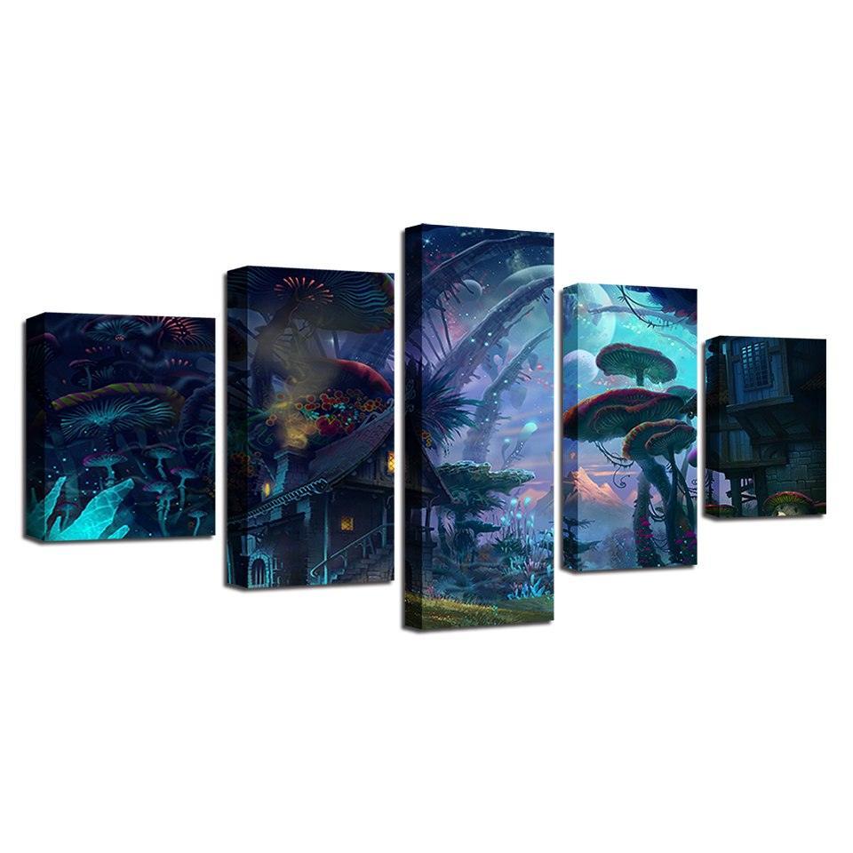 Magic Small Town 5 Piece HD Multi Panel Canvas Wall Art Frame-Original Frame