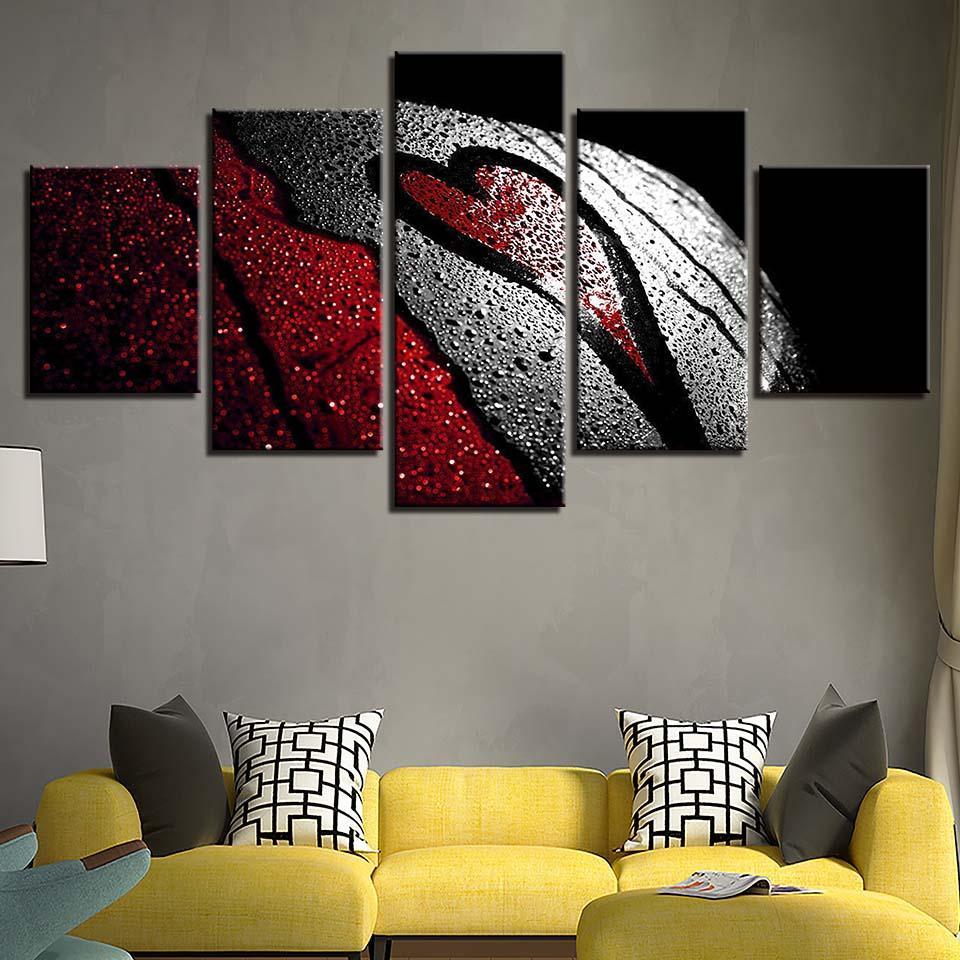 Cordate Shape Basketball 5 Piece HD Multi Panel Canvas Wall Art Frame-Original Frame