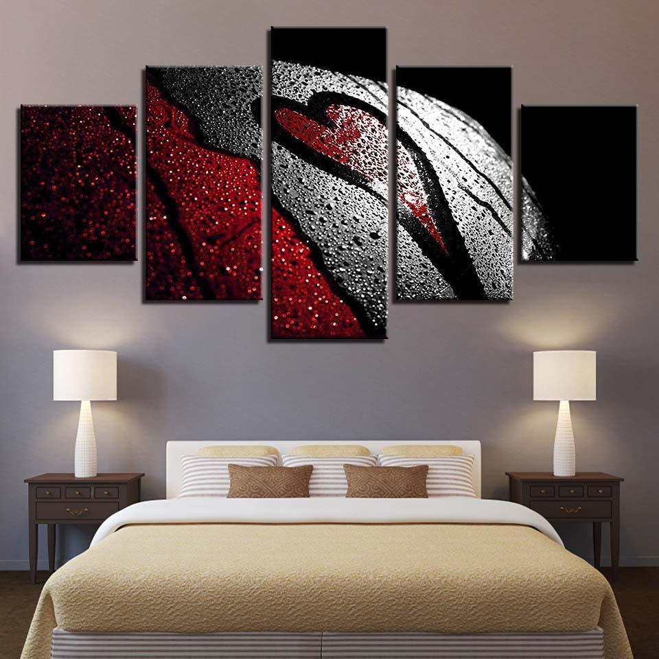 Cordate Shape Basketball 5 Piece HD Multi Panel Canvas Wall Art Frame-Original Frame