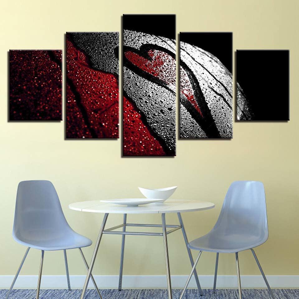 Cordate Shape Basketball 5 Piece HD Multi Panel Canvas Wall Art Frame-Original Frame