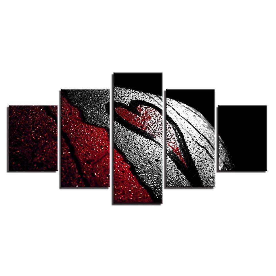 Cordate Shape Basketball 5 Piece HD Multi Panel Canvas Wall Art Frame-Original Frame