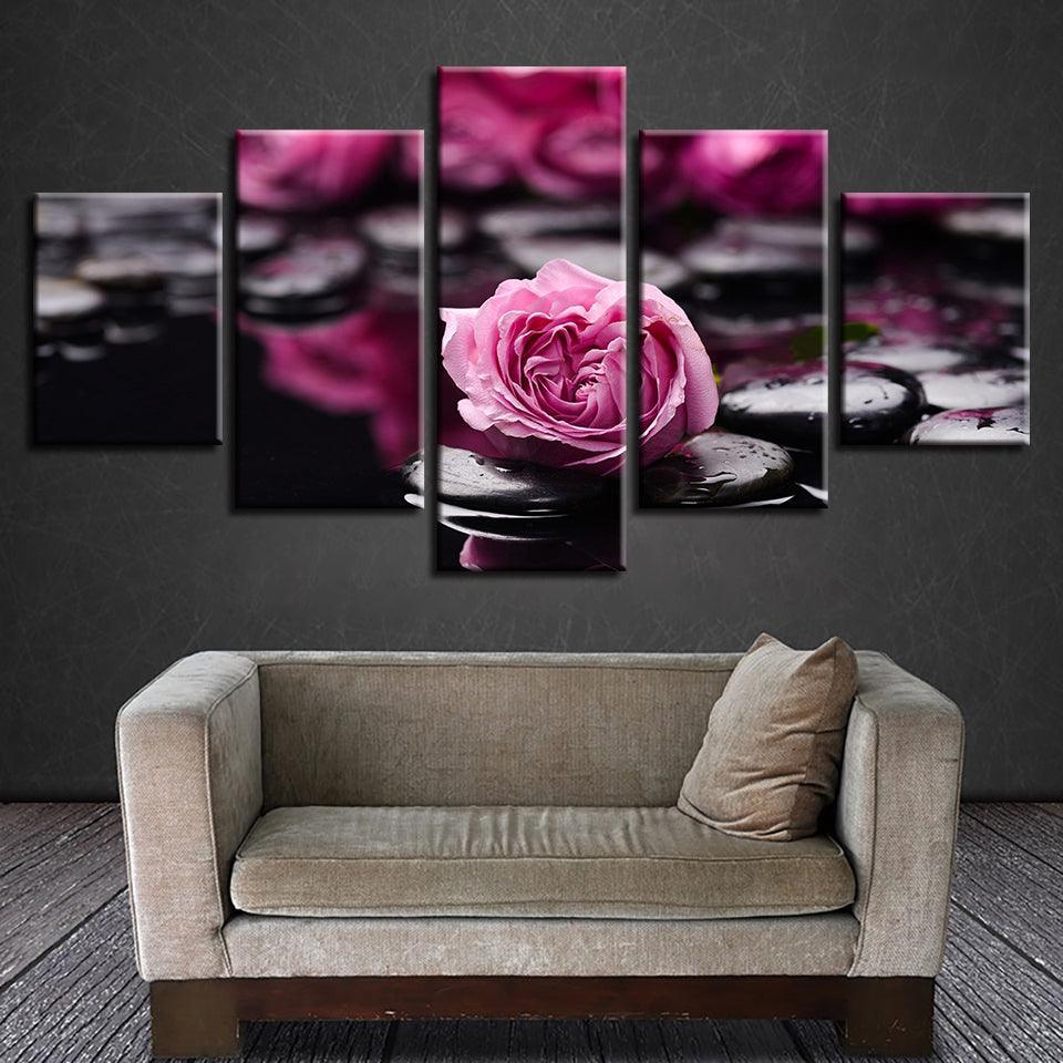 Fallen Rose 5 Piece HD Multi Panel Canvas Wall Art Frame-Original Frame