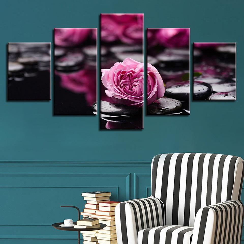 Fallen Rose 5 Piece HD Multi Panel Canvas Wall Art Frame-Original Frame