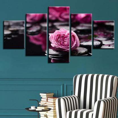 Fallen Rose 5 Piece HD Multi Panel Canvas Wall Art Frame-Original Frame