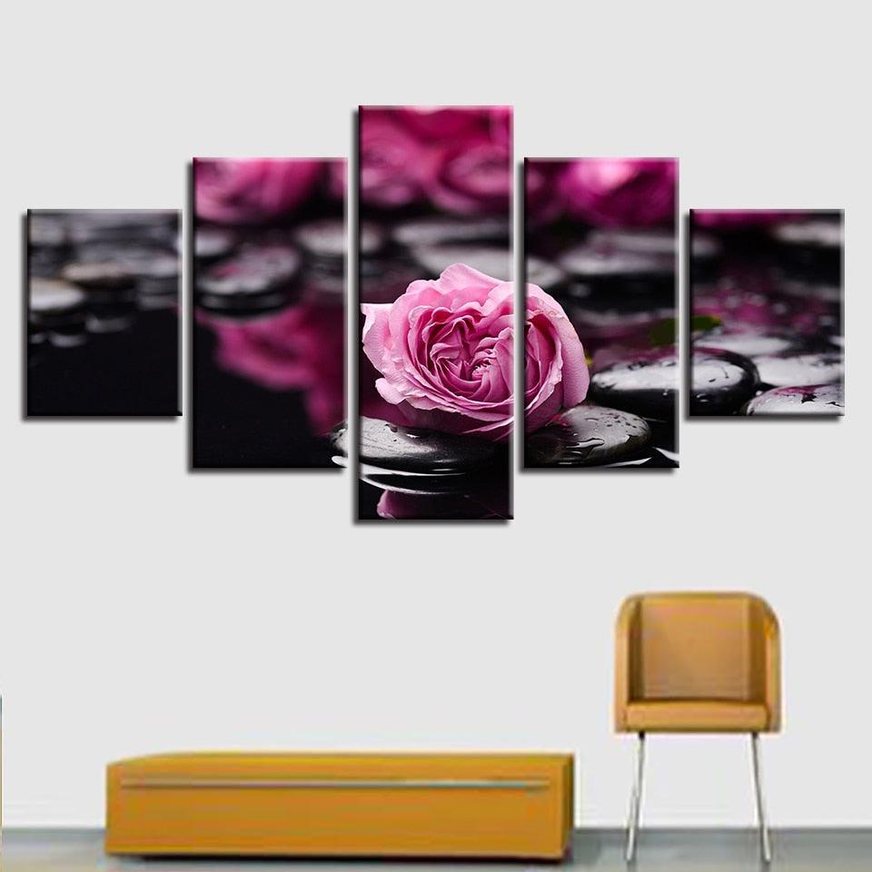 Fallen Rose 5 Piece HD Multi Panel Canvas Wall Art Frame-Original Frame