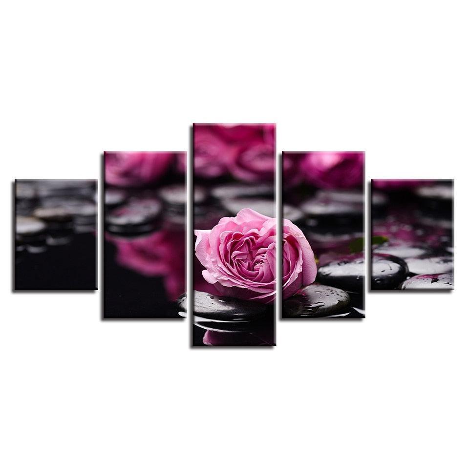 Fallen Rose 5 Piece HD Multi Panel Canvas Wall Art Frame-Original Frame