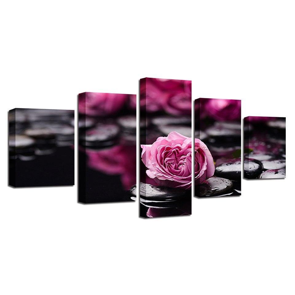 Fallen Rose 5 Piece HD Multi Panel Canvas Wall Art Frame-Original Frame