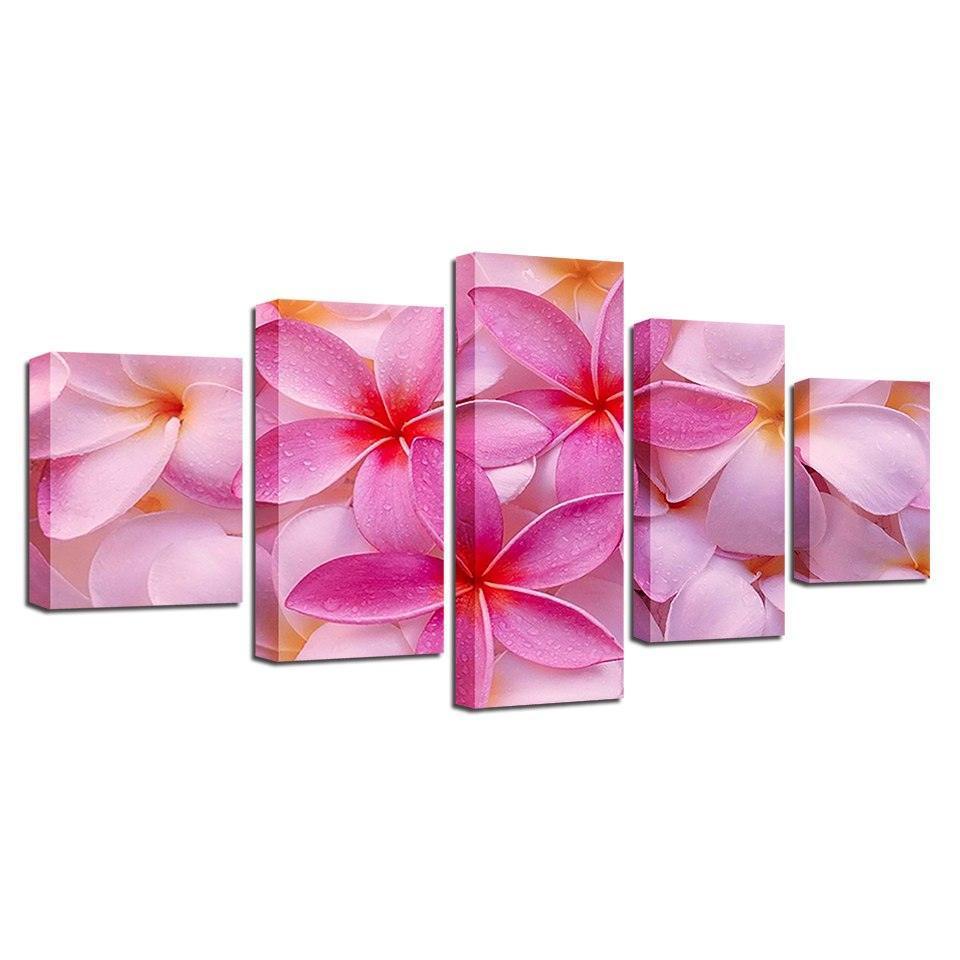 Plumeria Rubra Flowers 5 Piece HD Multi Panel Canvas Wall Art-Original Frame