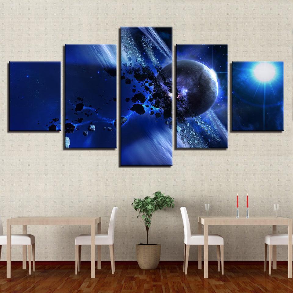 Galactic Vistas Five-Panel Canvas Art-Original Frame