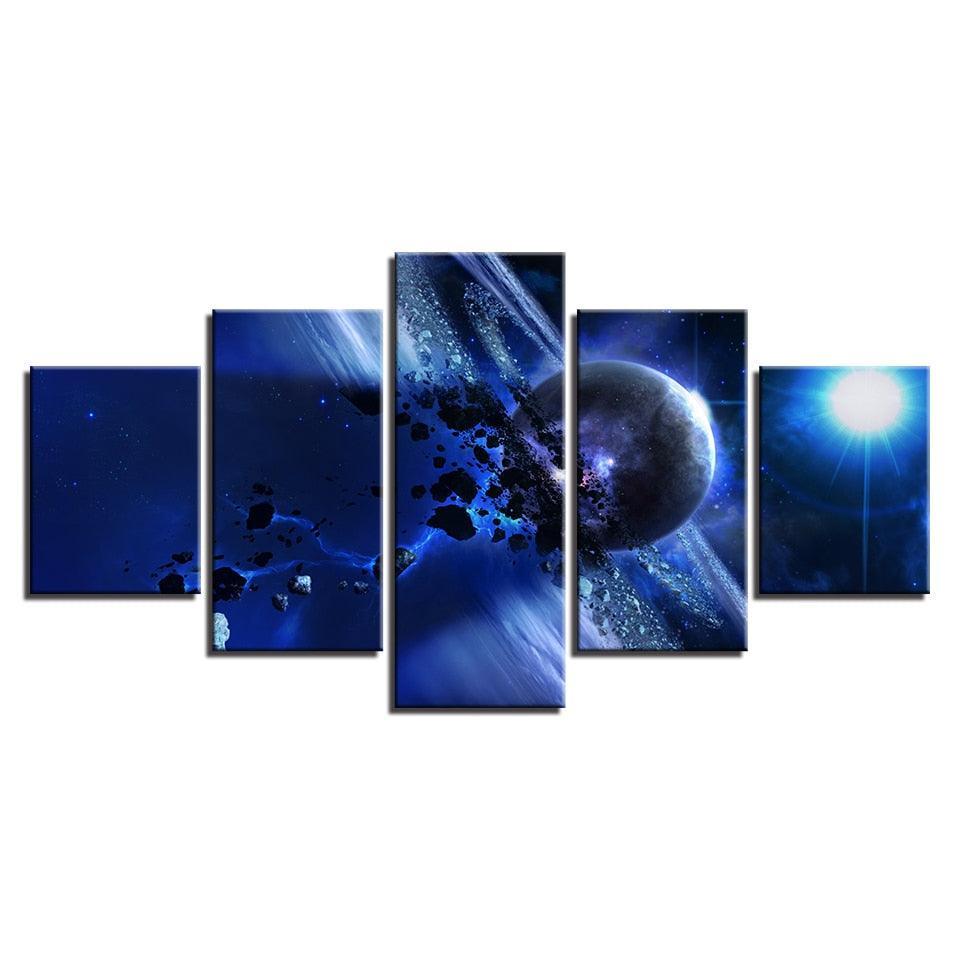 Galactic Vistas Five-Panel Canvas Art-Original Frame