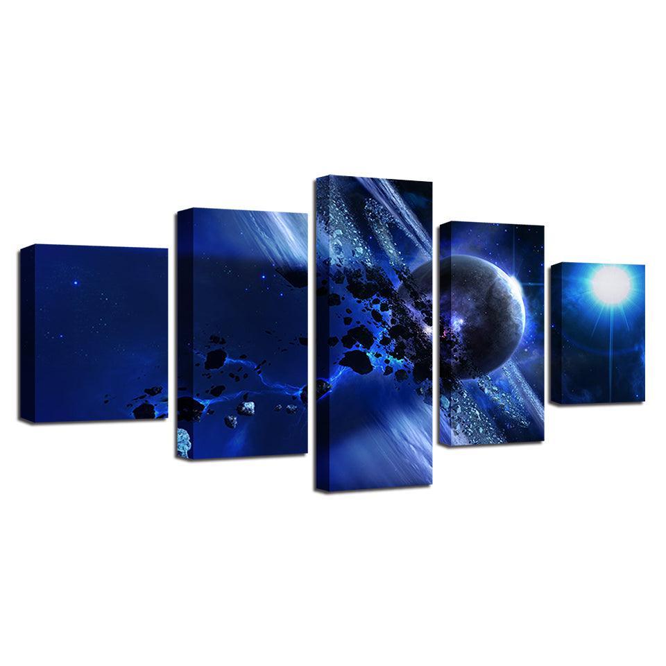 Galactic Vistas Five-Panel Canvas Art-Original Frame