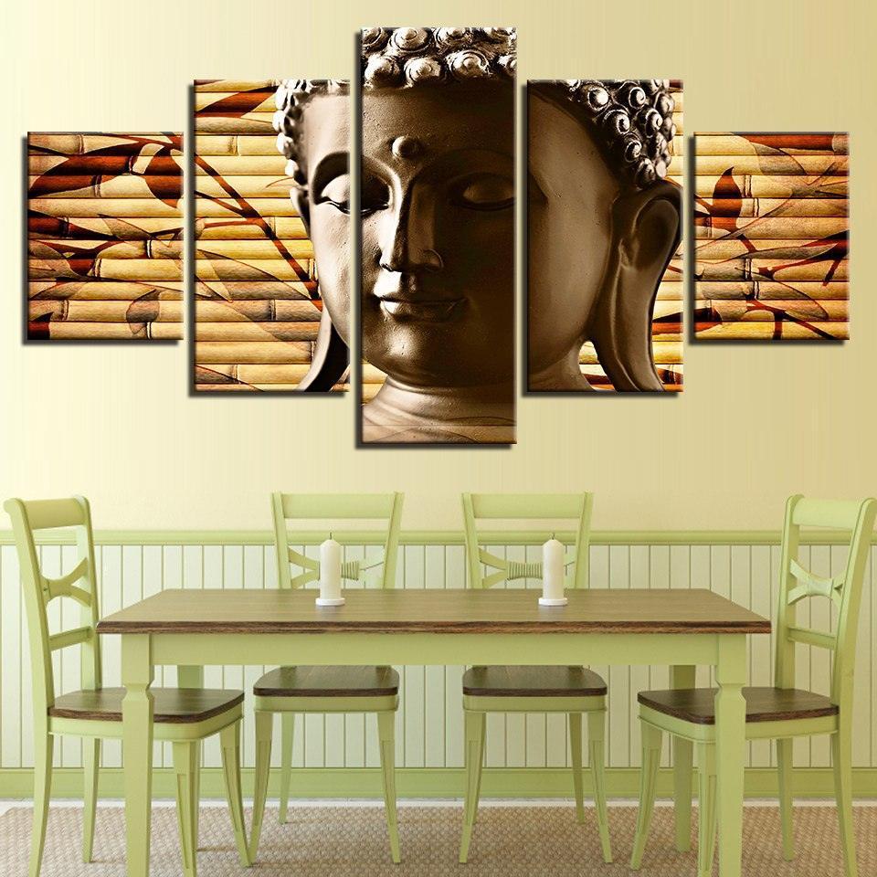 Portrait of Buddha 5 Piece HD Multi Panel Canvas Wall Art Frame-Original Frame
