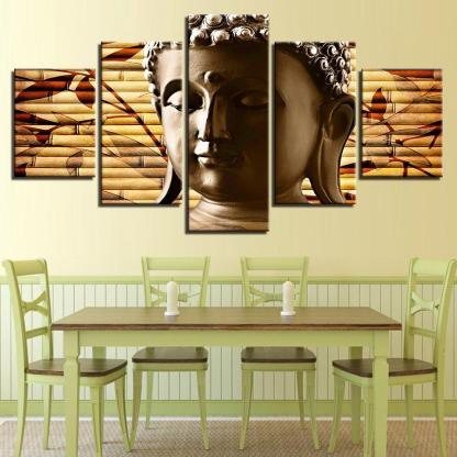 Portrait of Buddha 5 Piece HD Multi Panel Canvas Wall Art Frame-Original Frame