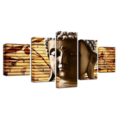 Portrait of Buddha 5 Piece HD Multi Panel Canvas Wall Art Frame-Original Frame