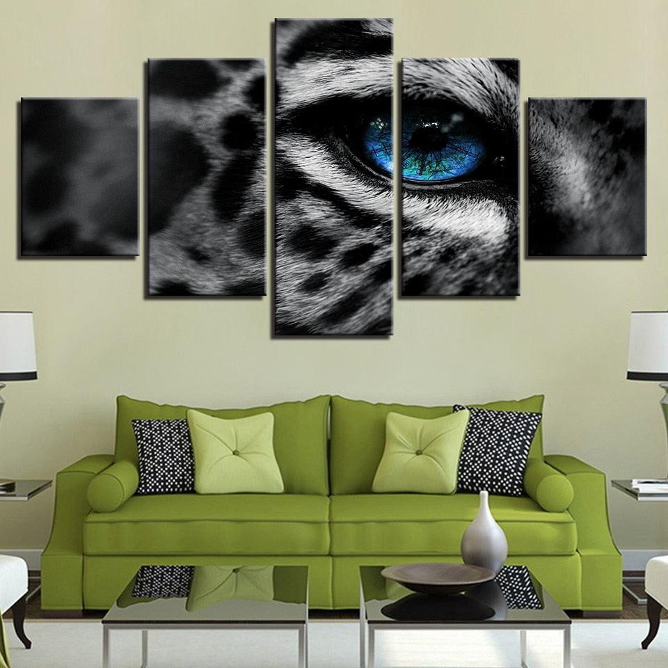 Leopard Blue Eyes HD Multi Panel Canvas Wall Art Frame-Original Frame