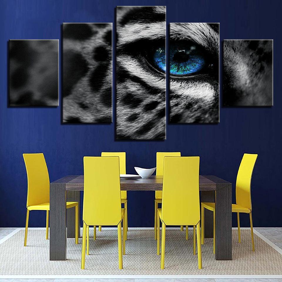 Leopard Blue Eyes HD Multi Panel Canvas Wall Art Frame-Original Frame