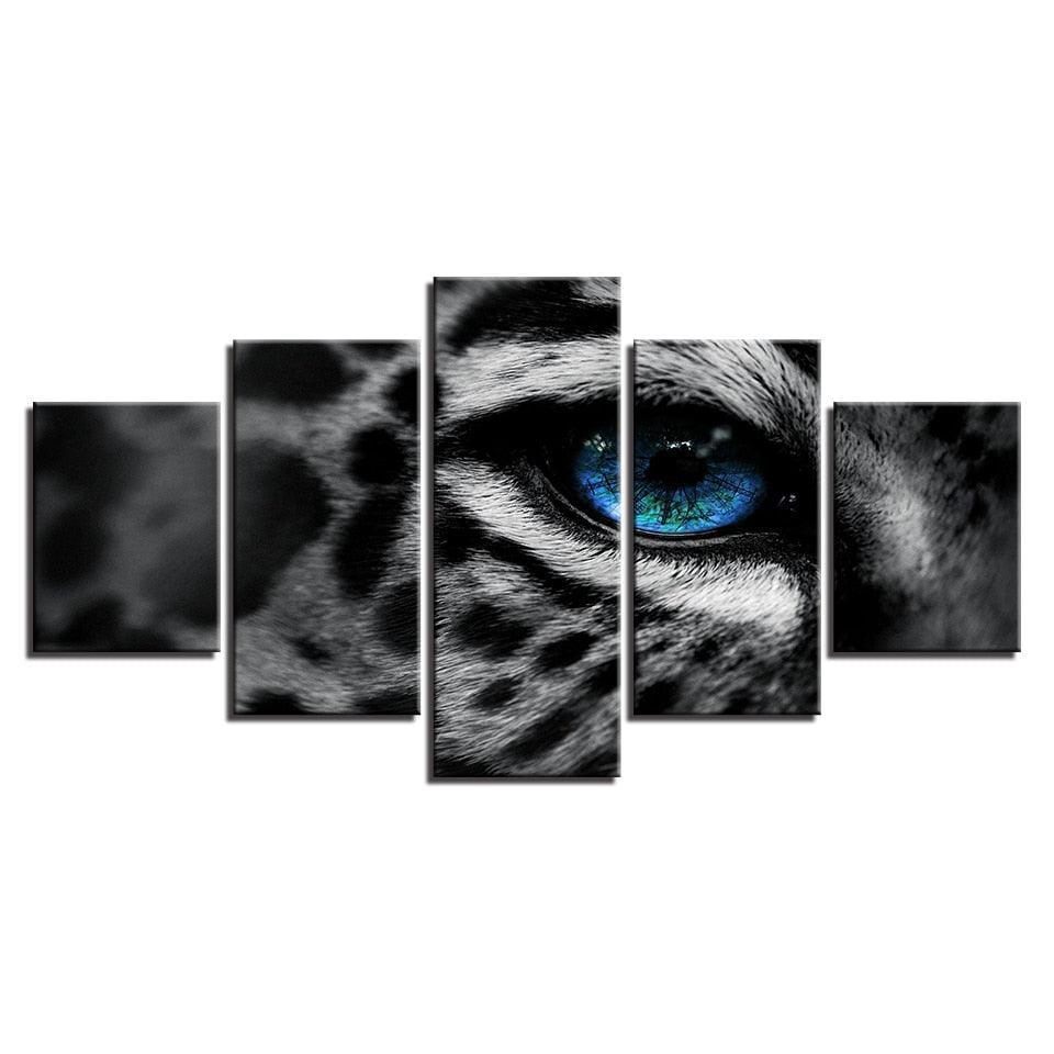 Leopard Blue Eyes HD Multi Panel Canvas Wall Art Frame-Original Frame