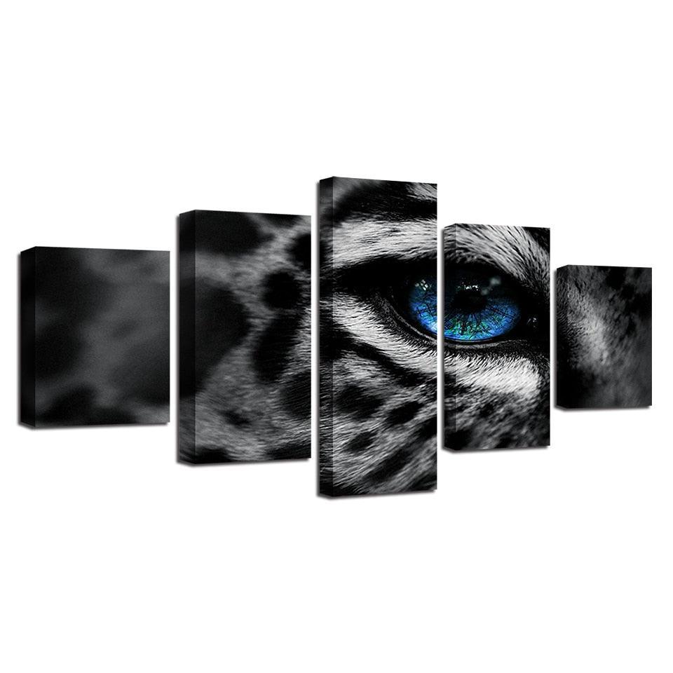 Leopard Blue Eyes HD Multi Panel Canvas Wall Art Frame-Original Frame