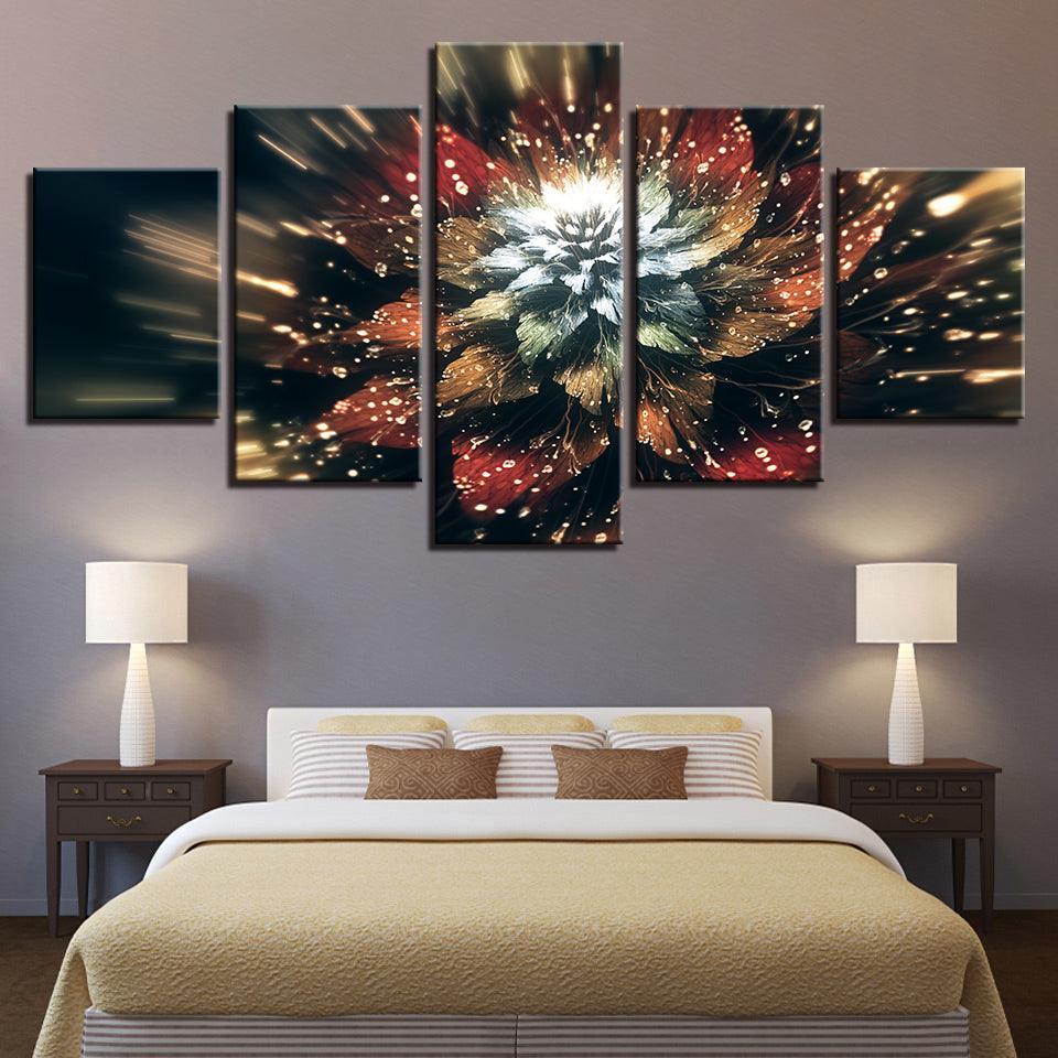 Cosmic Blossom Five-Panel Artwork-Original Frame