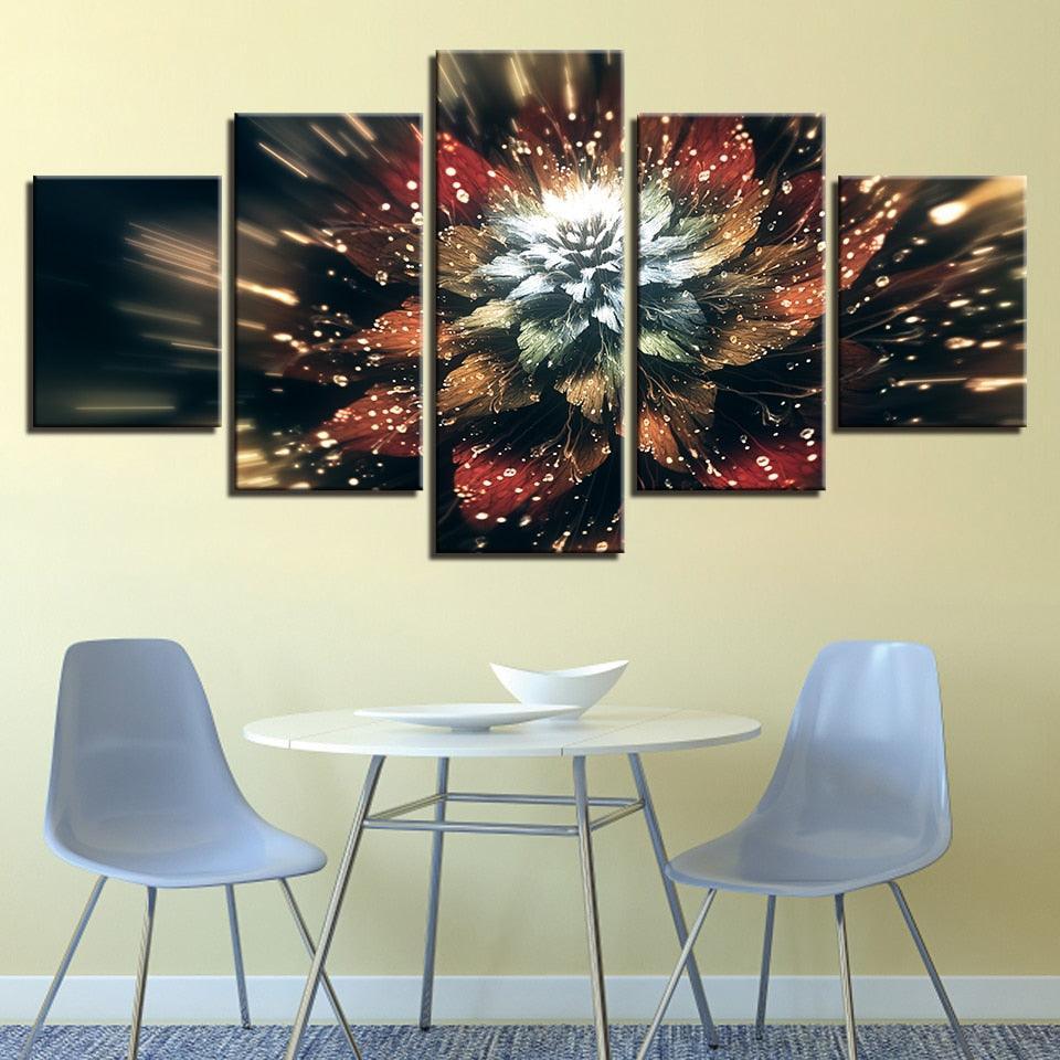 Cosmic Blossom Five-Panel Artwork-Original Frame