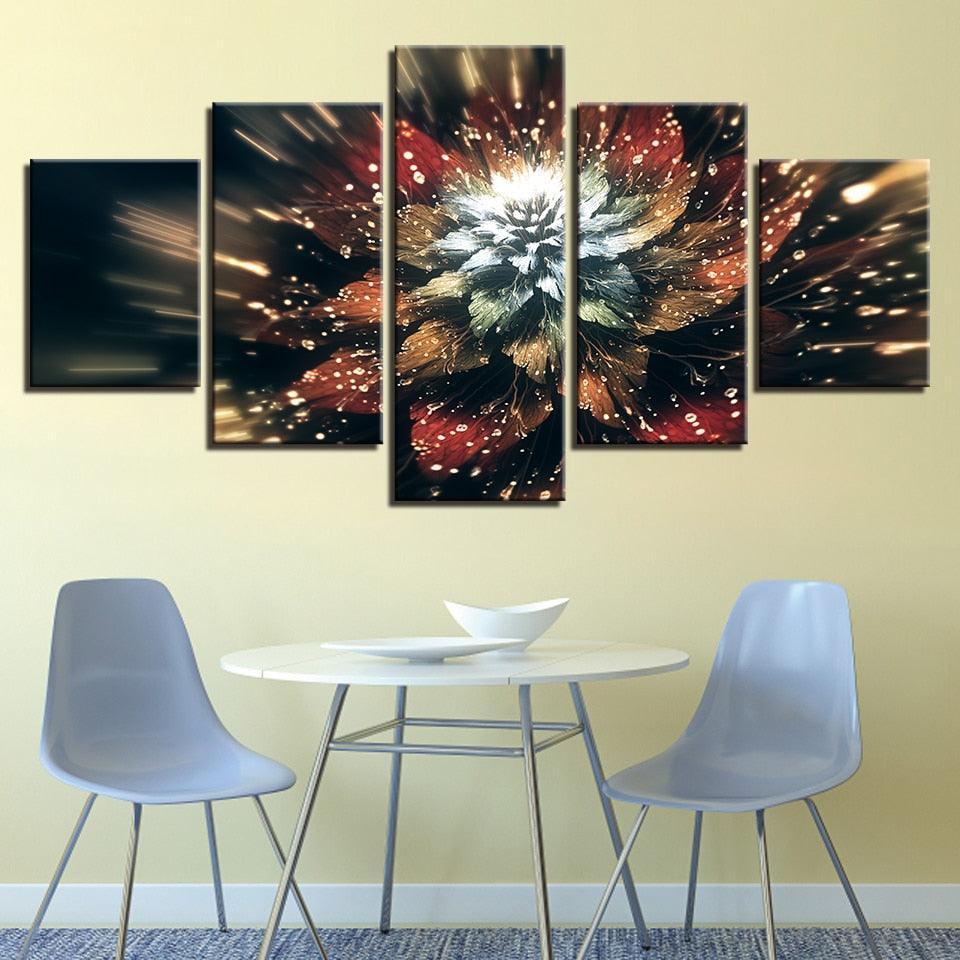 Cosmic Blossom Five-Panel Artwork-Original Frame