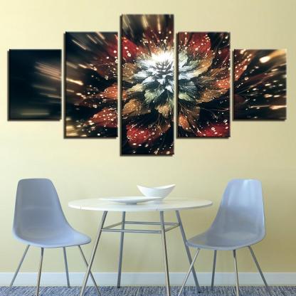 Cosmic Blossom Five-Panel Artwork-Original Frame