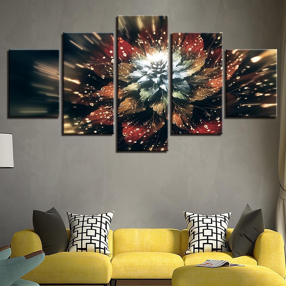 Cosmic Blossom Five-Panel Artwork-Original Frame