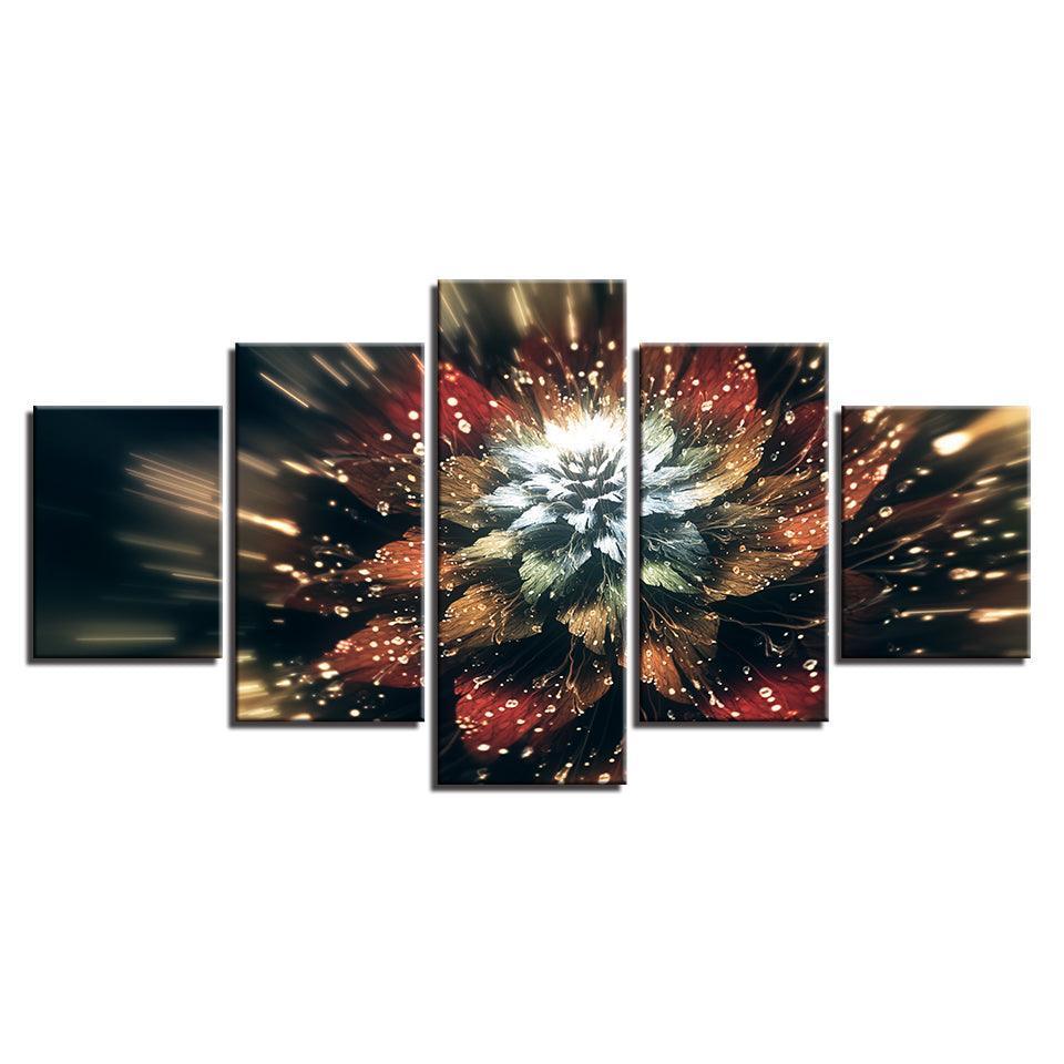 Cosmic Blossom Five-Panel Artwork-Original Frame