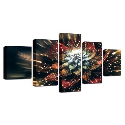 Cosmic Blossom Five-Panel Artwork-Original Frame