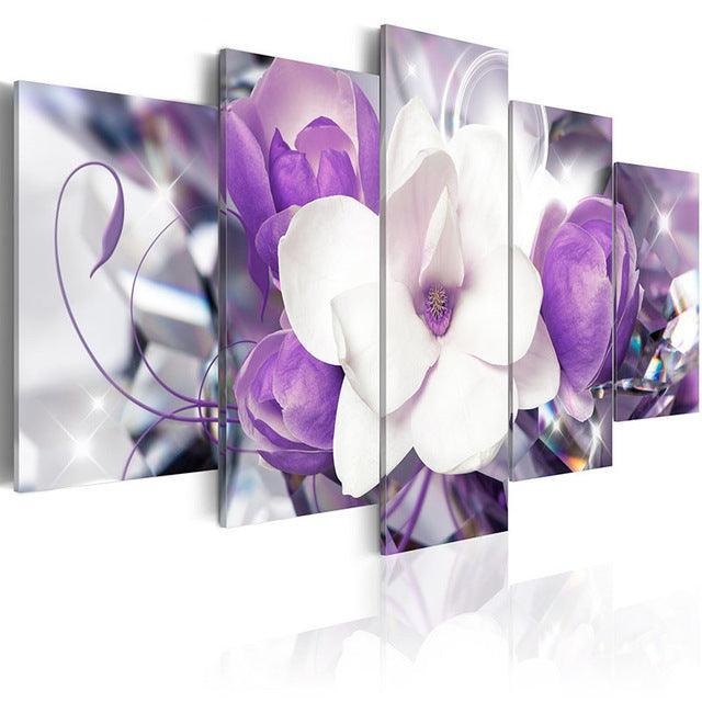 Flower Bouquet 5 Piece HD Multi Panel Canvas Wall Art Frame-Original Frame