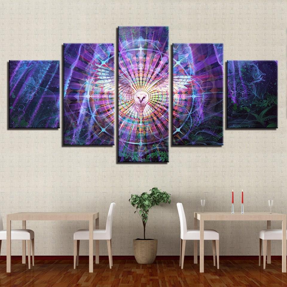 Psychedelic Kaleidoscope 5 Piece HD Multi Panel Canvas Wall Art-Original Frame
