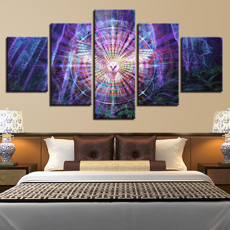 Psychedelic Kaleidoscope 5 Piece HD Multi Panel Canvas Wall Art-Original Frame
