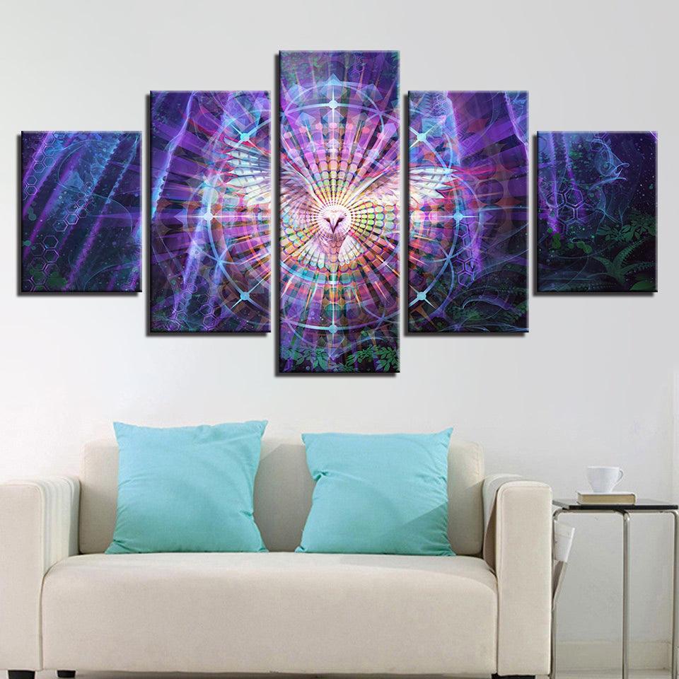 Psychedelic Kaleidoscope 5 Piece HD Multi Panel Canvas Wall Art-Original Frame