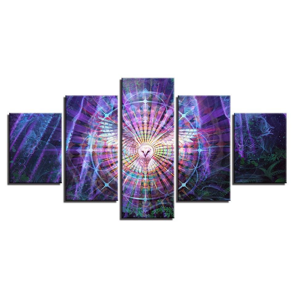 Psychedelic Kaleidoscope 5 Piece HD Multi Panel Canvas Wall Art-Original Frame