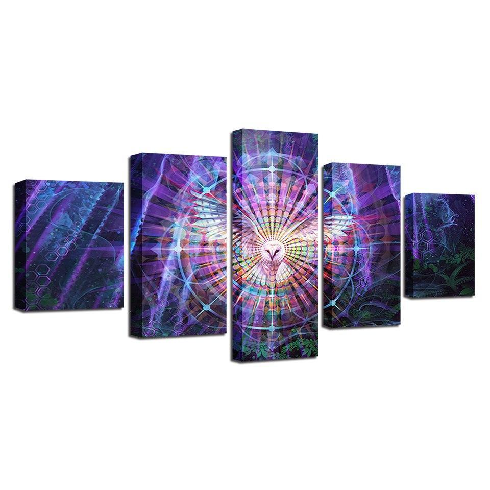 Psychedelic Kaleidoscope 5 Piece HD Multi Panel Canvas Wall Art-Original Frame