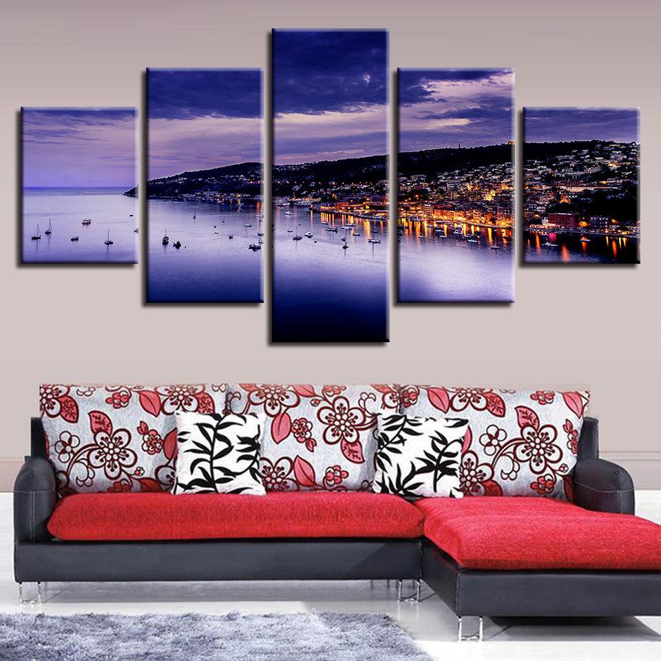 Cote D'Azur France 5 Piece HD Multi Panel Canvas Wall Art Frame-Original Frame