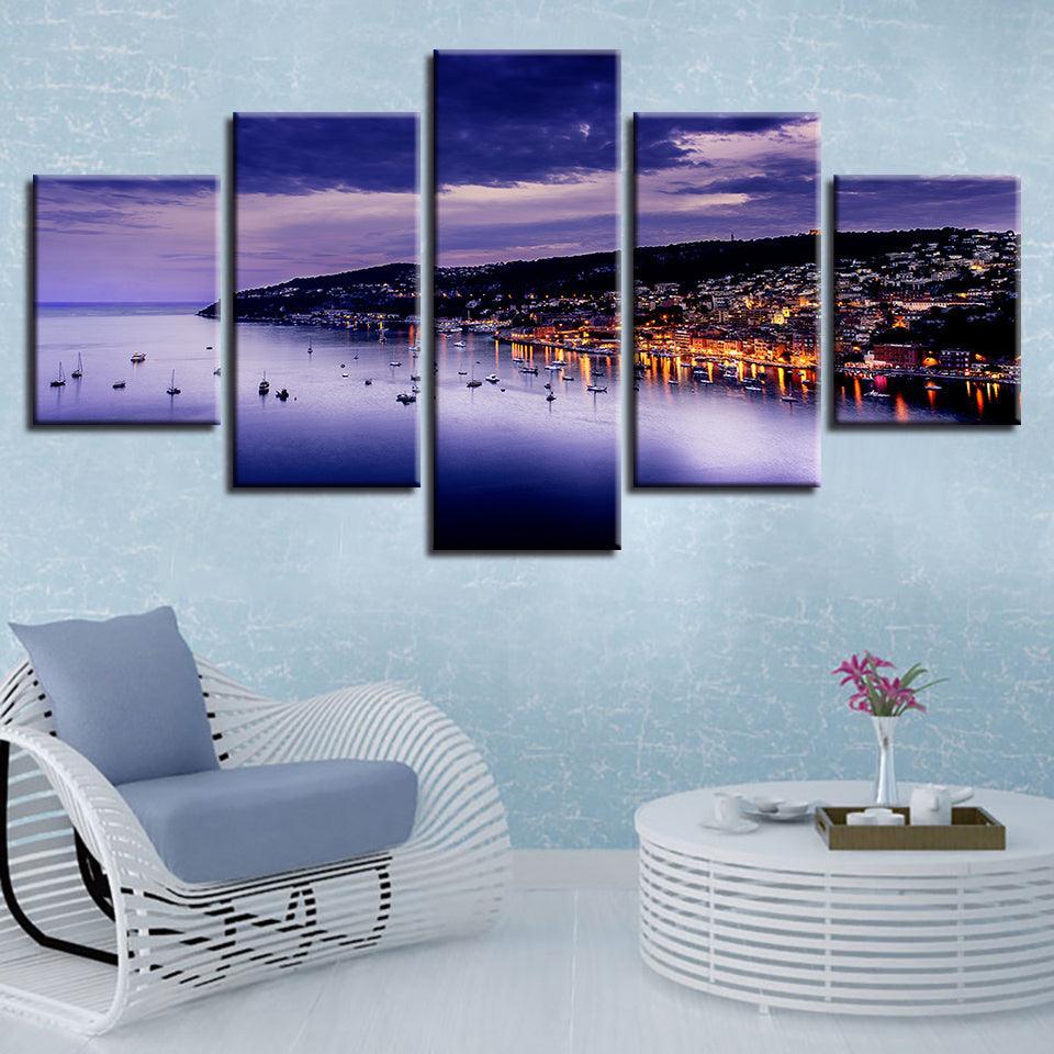 Cote D'Azur France 5 Piece HD Multi Panel Canvas Wall Art Frame-Original Frame