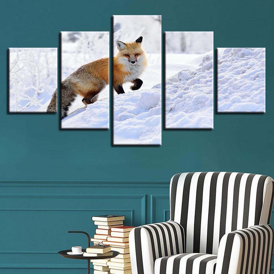 Mountain Fox 5 Piece HD Multi Panel Canvas Wall Art Frame-Original Frame