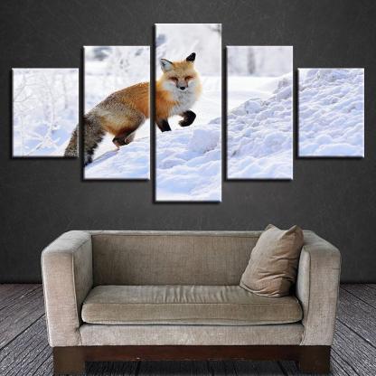 Mountain Fox 5 Piece HD Multi Panel Canvas Wall Art Frame-Original Frame