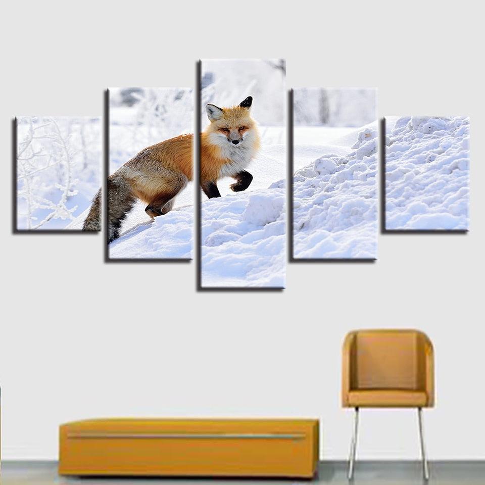 Mountain Fox 5 Piece HD Multi Panel Canvas Wall Art Frame-Original Frame