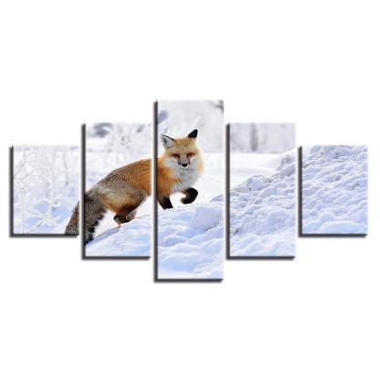 Mountain Fox 5 Piece HD Multi Panel Canvas Wall Art Frame-Original Frame